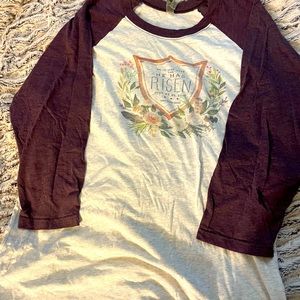 “He is Risen” raglan softball tee, XL